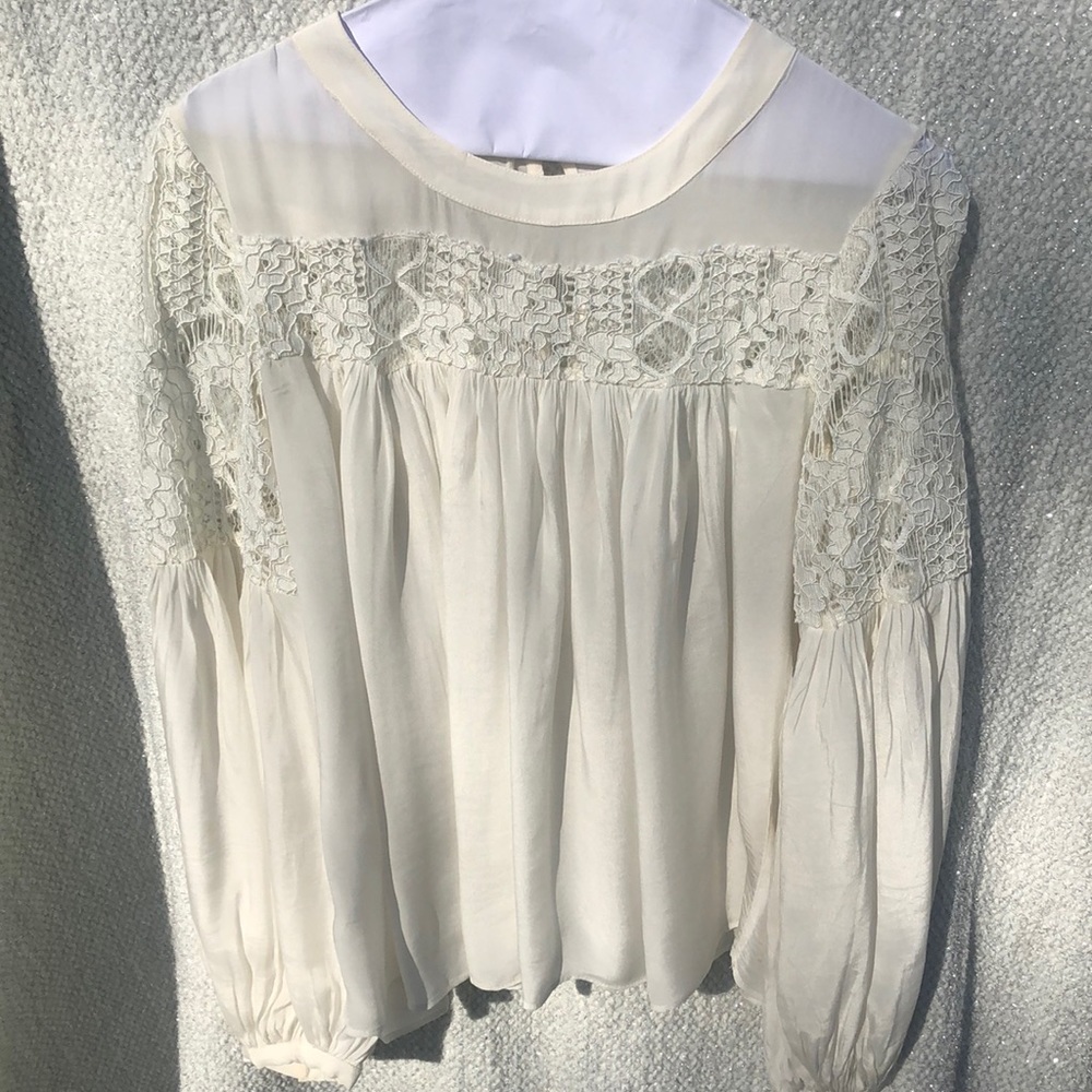 Anthropologie white crochet lace top size 2 - Picture 1 of 6